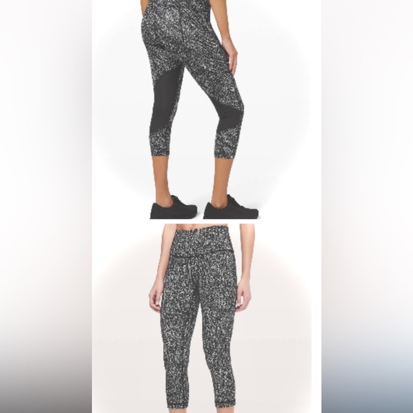 LULULEMON | 4 | Pace Rival Mid-Rise Crop 22" Speckle Sprint Alpine White Black - Picture 1 of 1